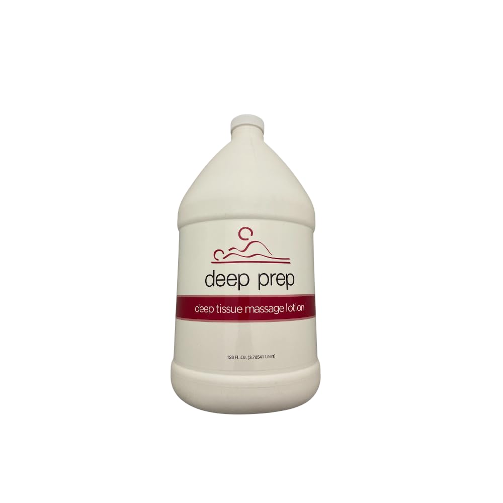 Deep Prep Deep Tissue Massage Lotion bottle for professional therapy sessions with smooth glide.