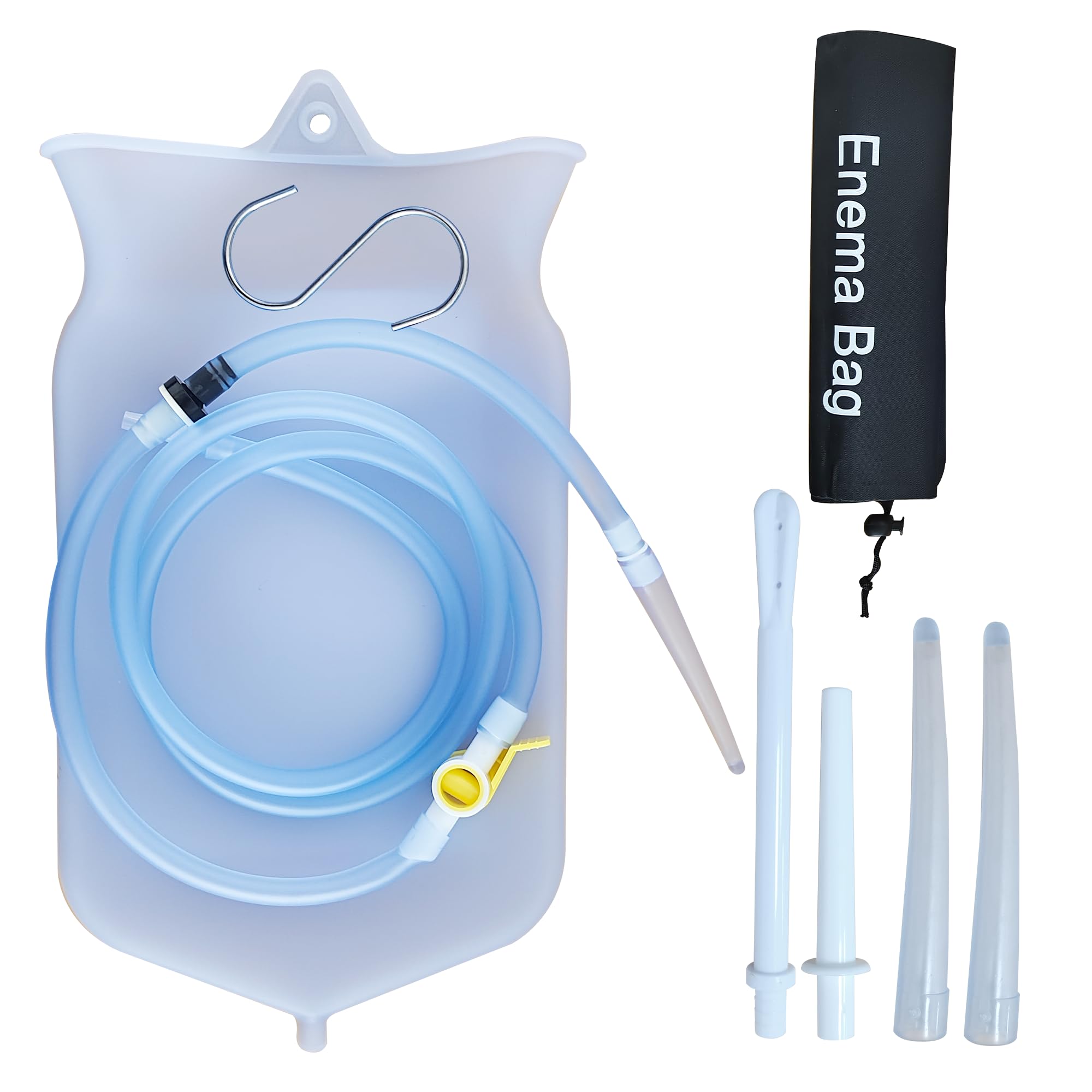 Deepdeem 2 Qt Enema Bag Kit—clear bag for precise, comfortable cleansing at home.