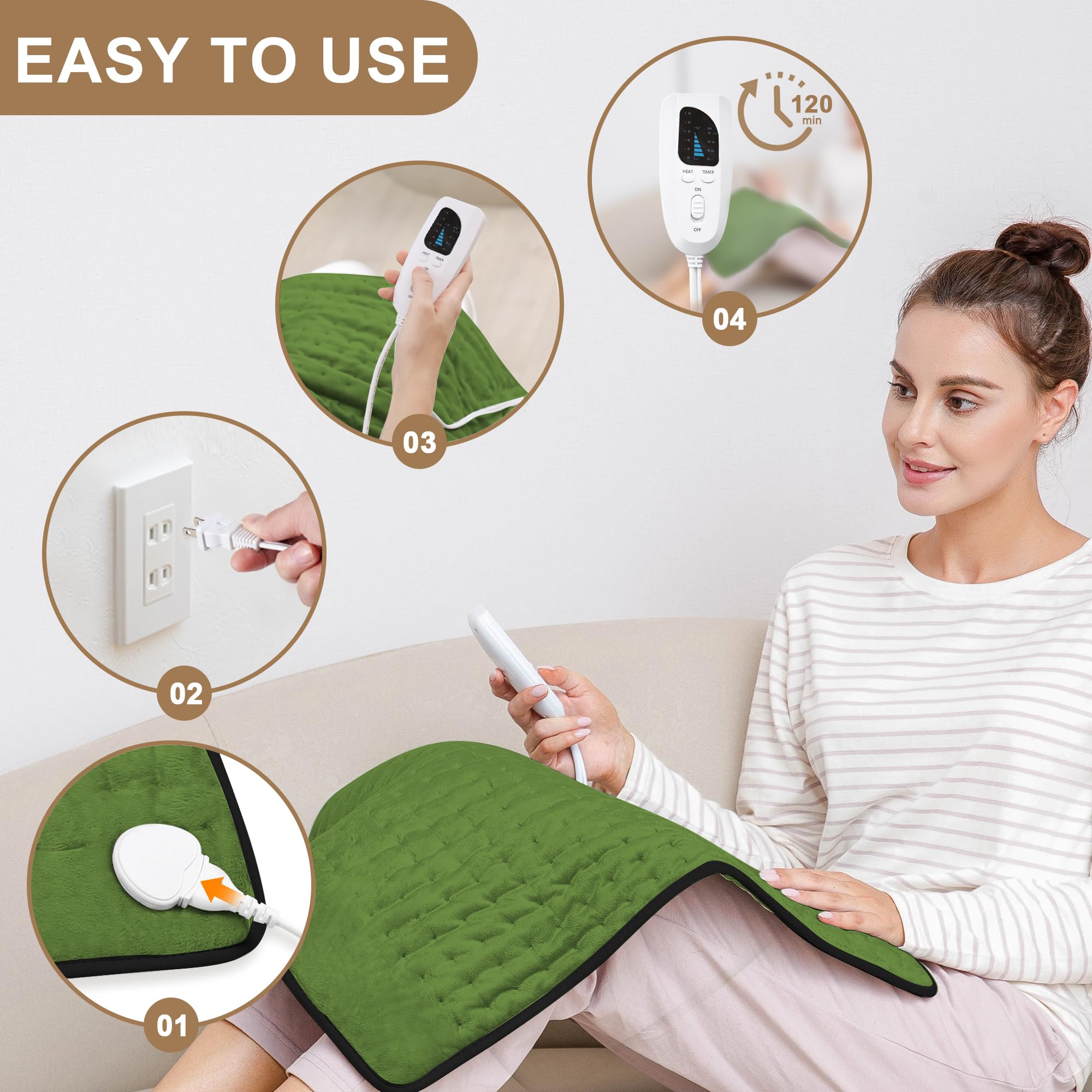 Deepsoon heating pad 20x24 back coverage with quick warm-up