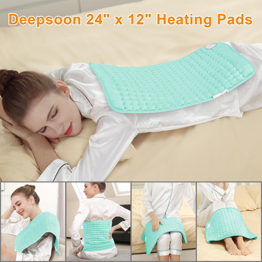 Deepsoon heating pad 20x24 in vibrant color options for roomy coverage.