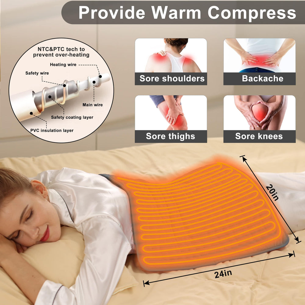 Deepsoon heating pad six temperature settings for customizable warmth.