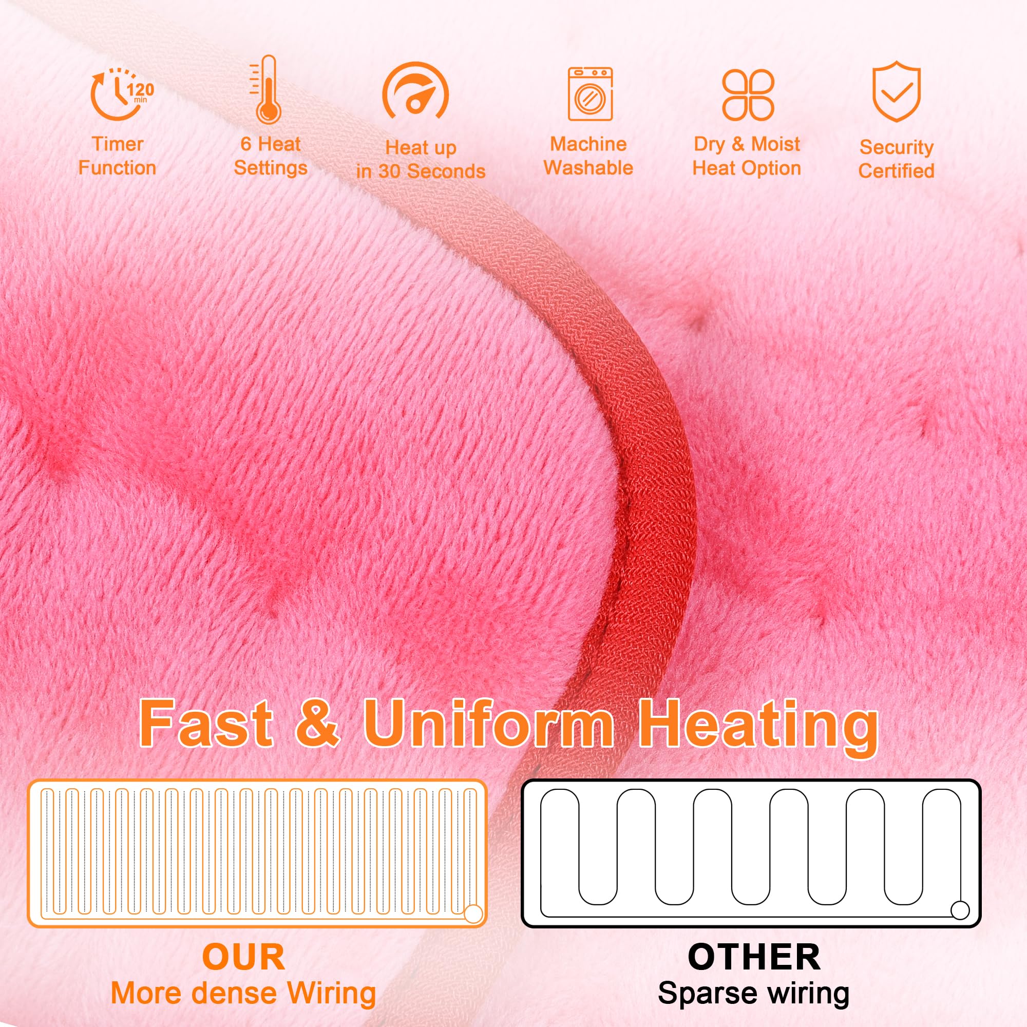 Deepsoon heating pad with 75 inch power cord for flexible lounging.