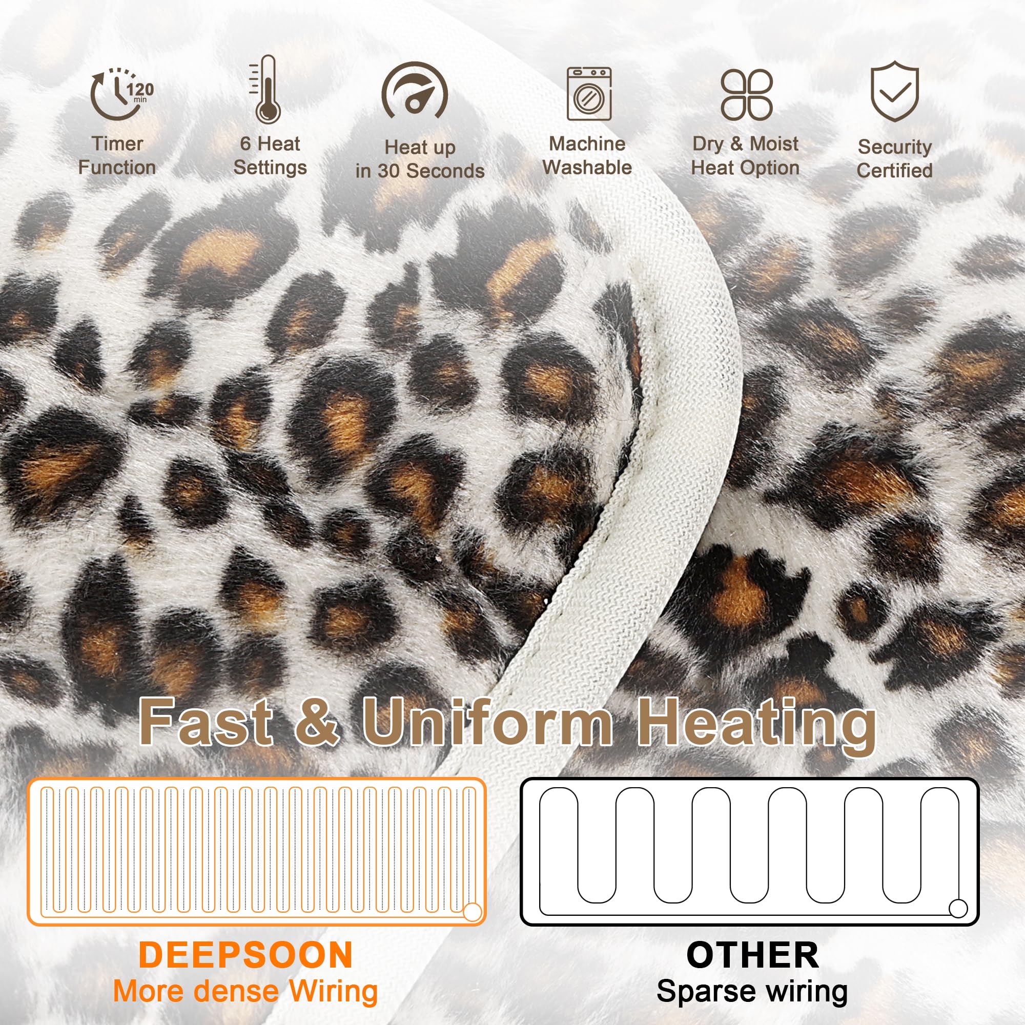 Deepsoon heating pad connected to a long 75 inch cord for easy lounging