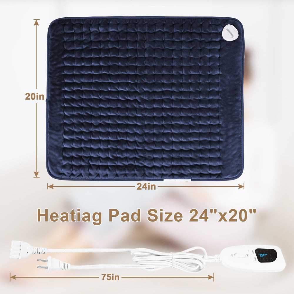 Deepsoon heating pad over the abdomen providing comforting warmth during downtime