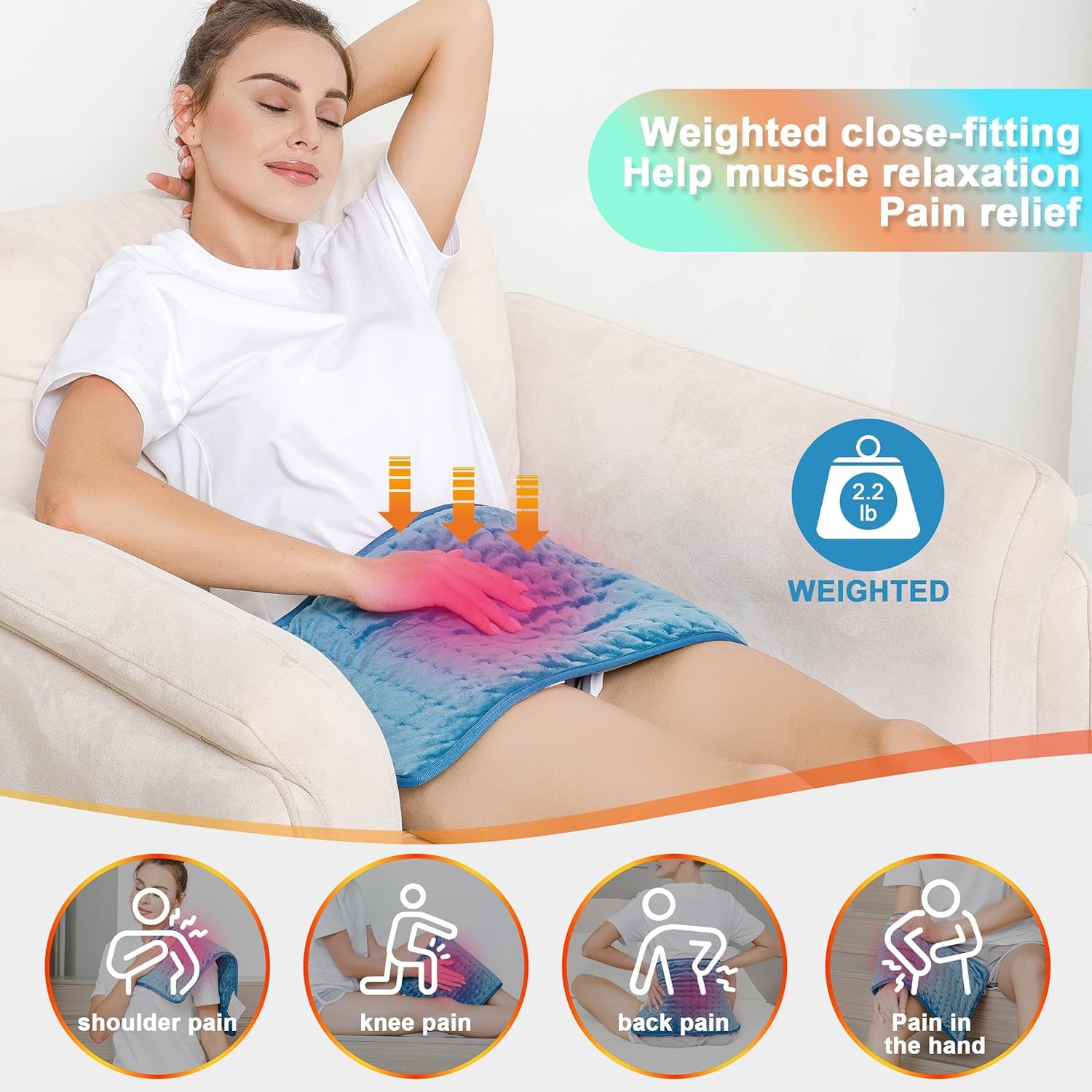 Deepsoon heating pad on back and shoulder area for targeted warmth