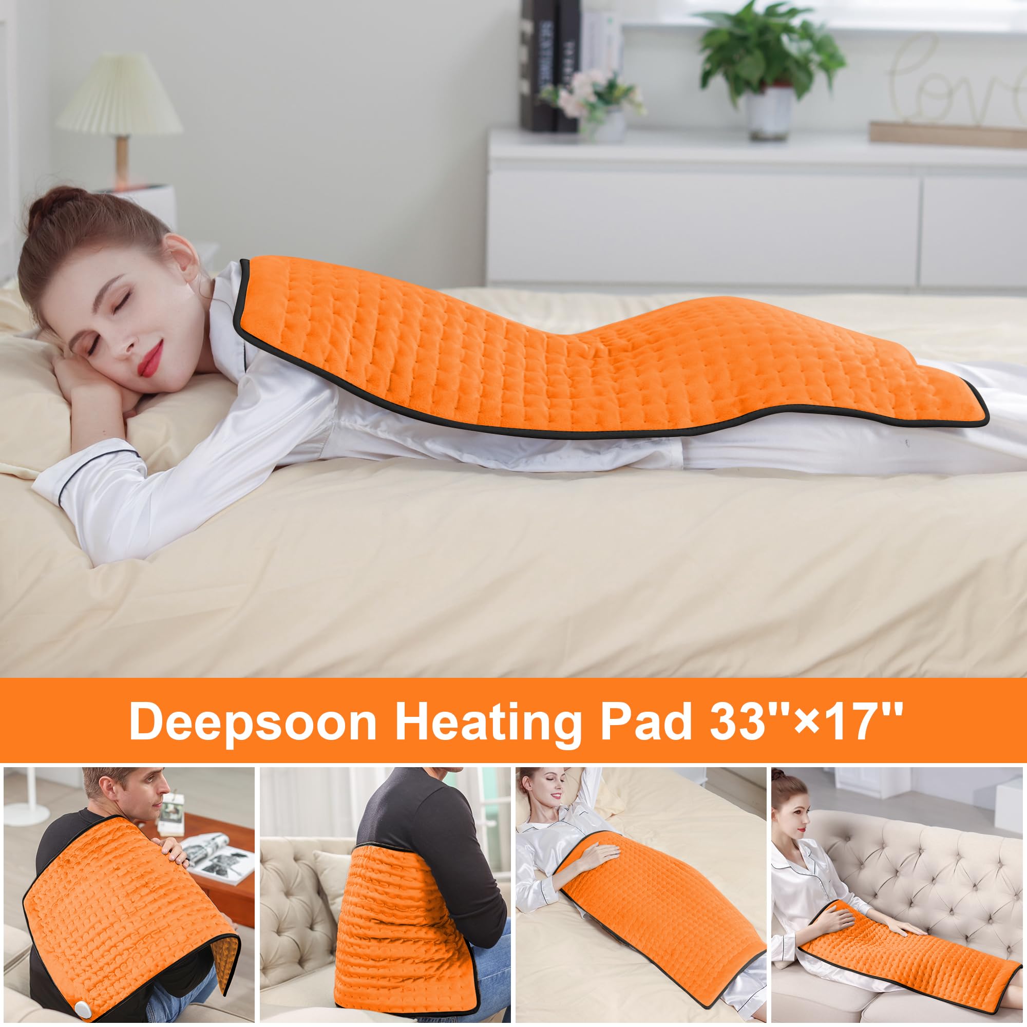 Deepsoon heating pad color options shown for stylish, personalized warmth.