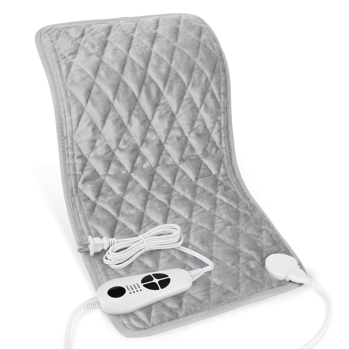Deepsoon heating pad full gray view showing 24x12 inch coverage for back and shoulders.