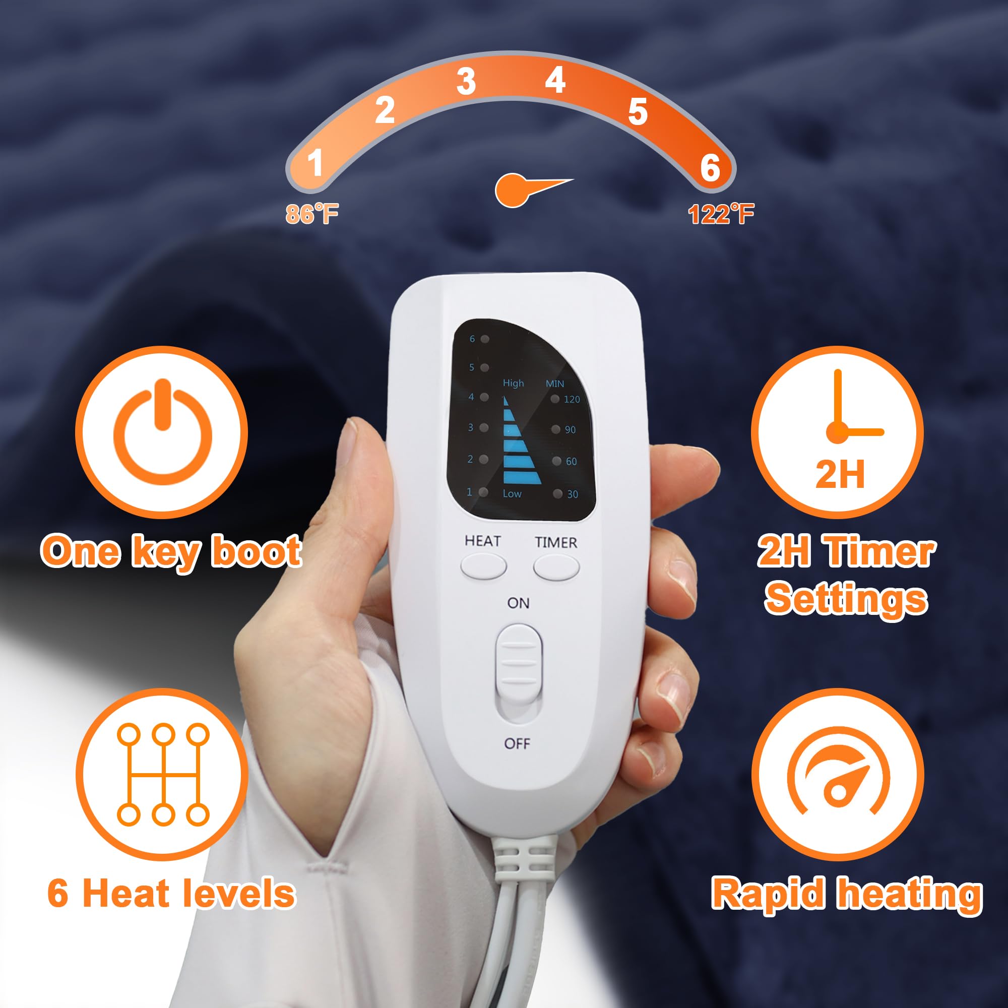 Deepsoon heating pad controller with six temperature settings lets you customize comfort.