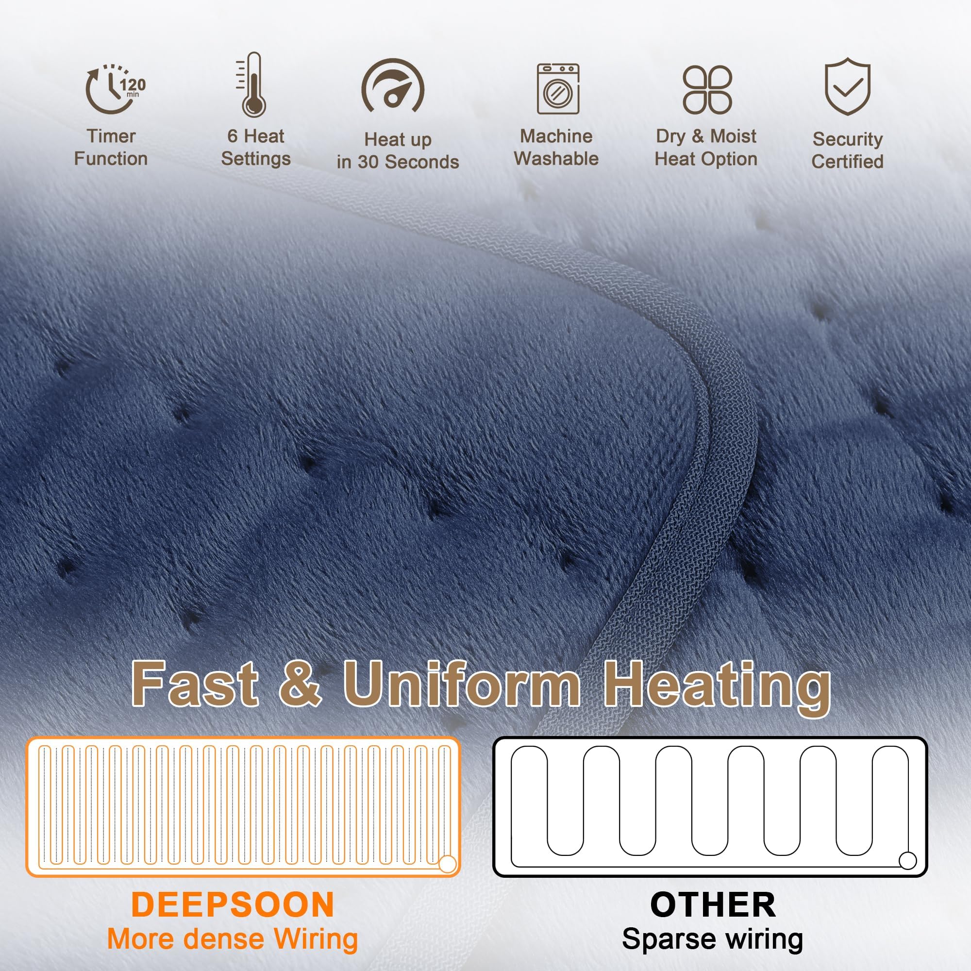Deepsoon heating pad on the legs offering flexible coverage for full-body comfort