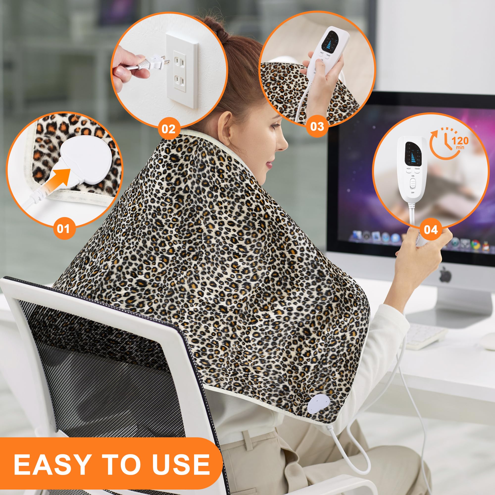 Deepsoon leopard heating pad over the abdomen for comfortable warmth