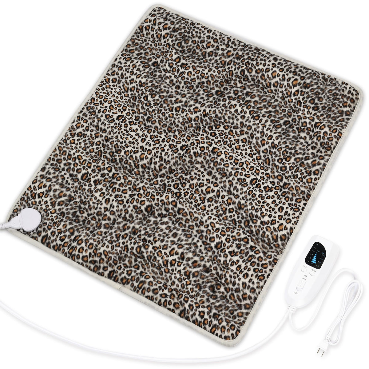 Deepsoon leopard print heating pad front view showing targeted warmth and comfort