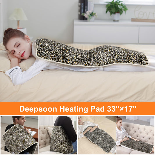 Deepsoon leopard heating pad on neck and shoulders with gentle heat