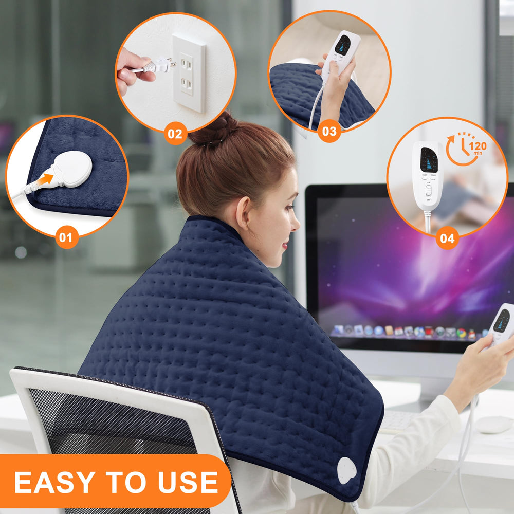 Deepsoon heating pad neck and shoulders delivering gentle heat to ease tension.