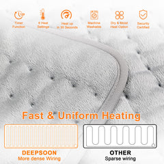 Deepsoon heating pad safety features with auto shut-off.