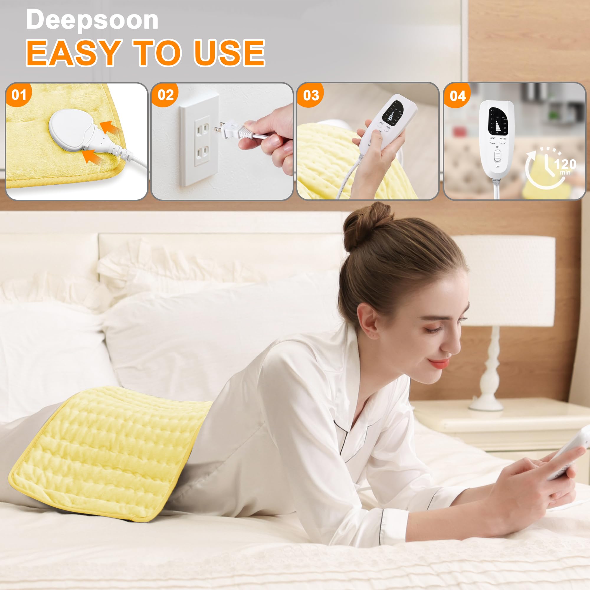 Deepsoon heating pad shoulder for soothing warmth.