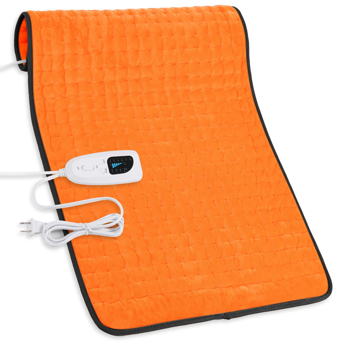 Deepsoon heating pad with soft flannel material for gentle back and neck warmth.