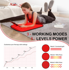 Deerbaba red-light therapy body pad across shoulders for relaxation and mobility.