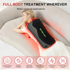 Deerbaba red-light therapy body pad at the waist for evening recovery.