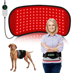 Deerbaba red light therapy mat placed on the back for targeted warmth and relief.