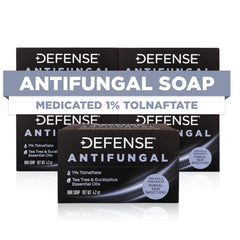 Defense Antifungal Bar Pack Closeup shows a five-bar kit for locker-room skin care