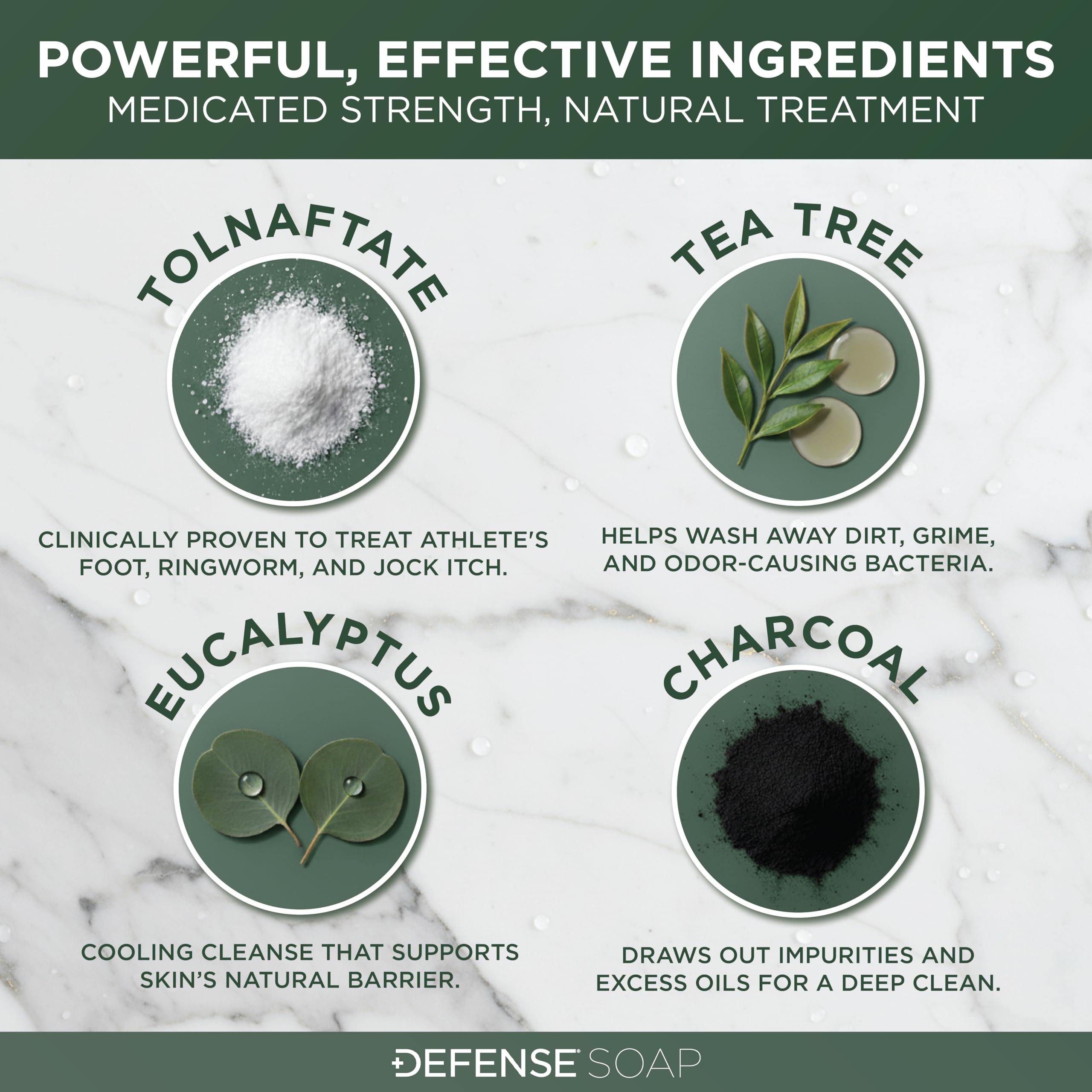 Defense Antifungal Bar Soap foot-application demonstrates targeted use for feet.