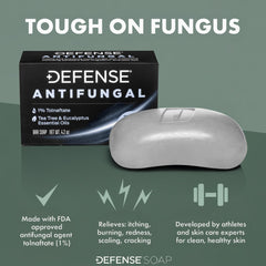 Defense Antifungal Bar Soap tolnaftate-ingredient close-up emphasizes medicated formula.