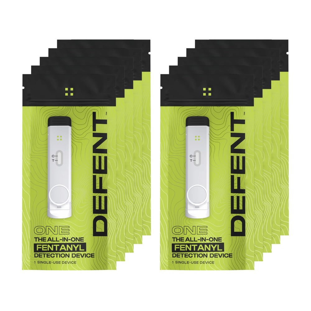 DEFENT all-in-one fentanyl detector visible in hand for quick testing.