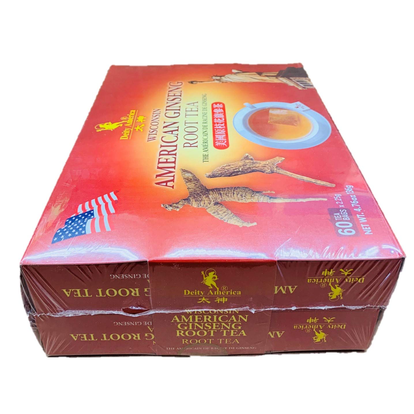 Deity America Wisconsin ginseng packaging and bag label, highlighting quality sourcing and tradition.
