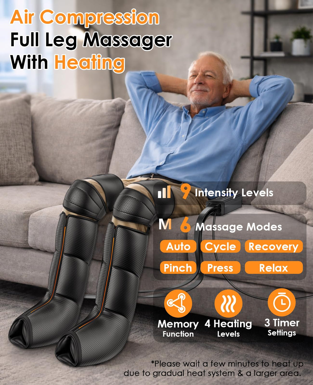 DEJUNPIOOL Leg Massager knee-heat pad provides focused warmth to relax knees and promote flexibility.