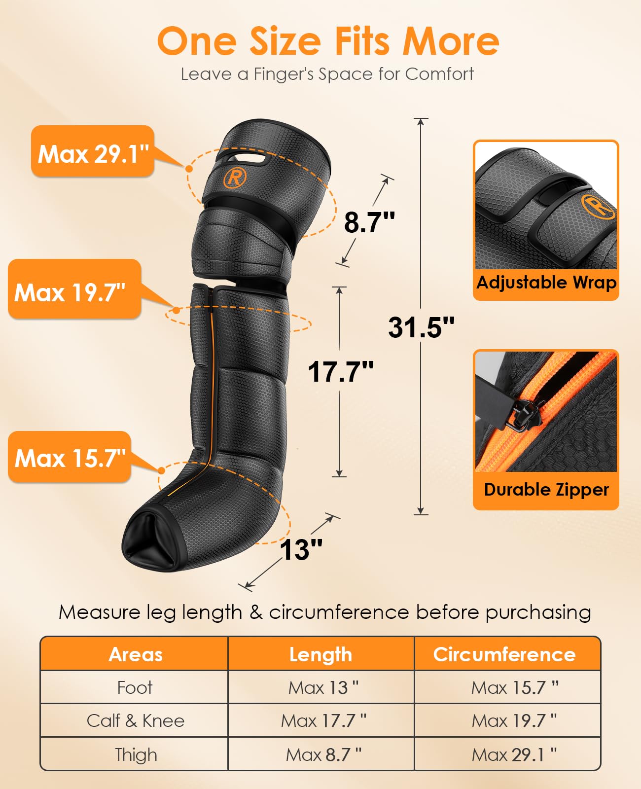 DEJUNPIOOL Leg Massager full-leg wrap delivers 360° relief from feet to thighs.