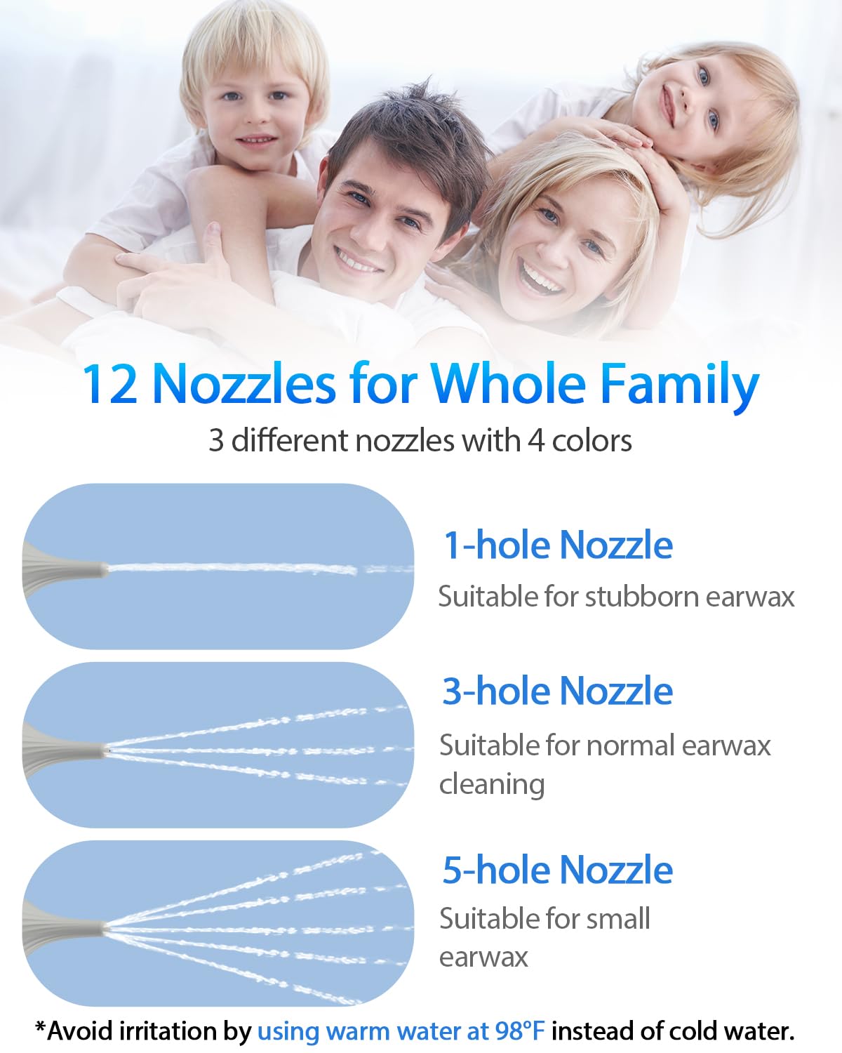 DEJUNPIOOL three-pressure modes tailor ear irrigation from gentle to deep