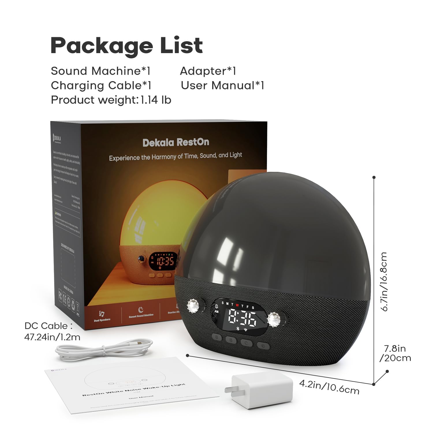 Dekala RestOnn compact design fits nightstand without clutter.