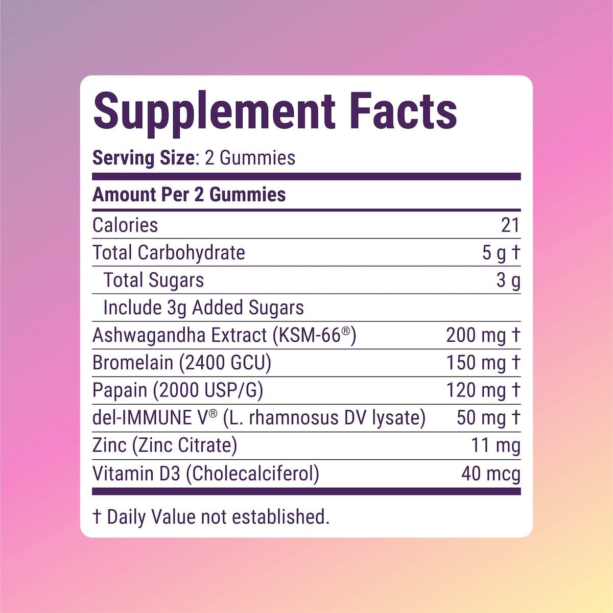 Del-Immune V gummies packshot—tasty, all-natural supplement for daily vitality and digestive balance.