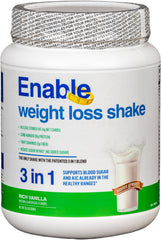 Del Mar Health Enable Vanilla Shake bottle shows creamy texture for a satisfying meal.