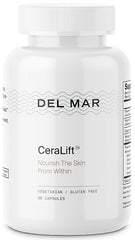 Del Mar Labs CeraLift bottle close-up for daily anti-aging support.