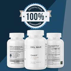 Del Mar Labs CeraLift daily routine scene with capsule ready to take.
