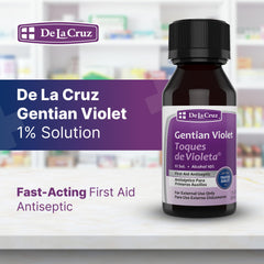 De La Cruz Gentian Violet 12-pack image showing convenient external antiseptic for minor wounds.