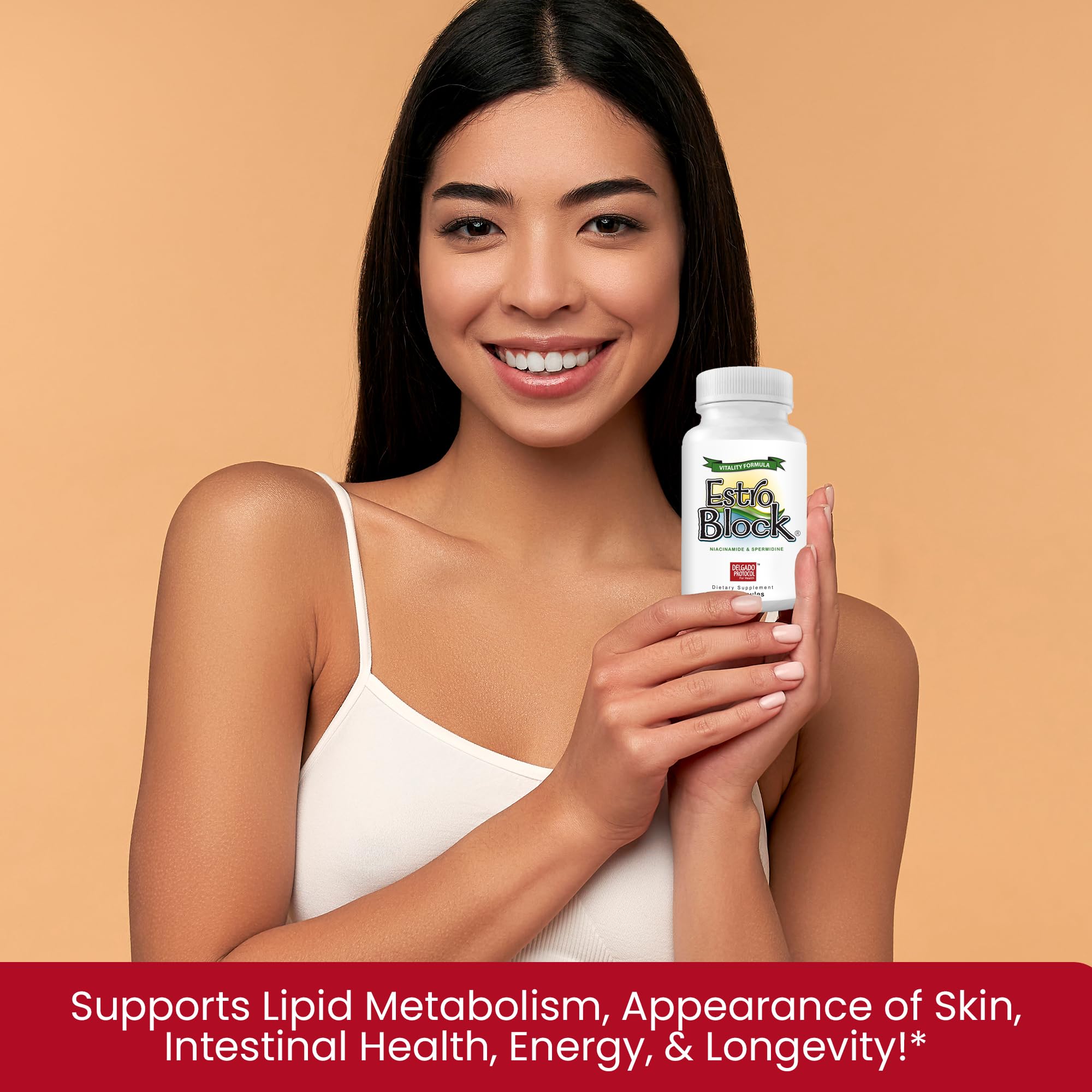 EstroBlock Vitality made in USA label indicating quality and safety.