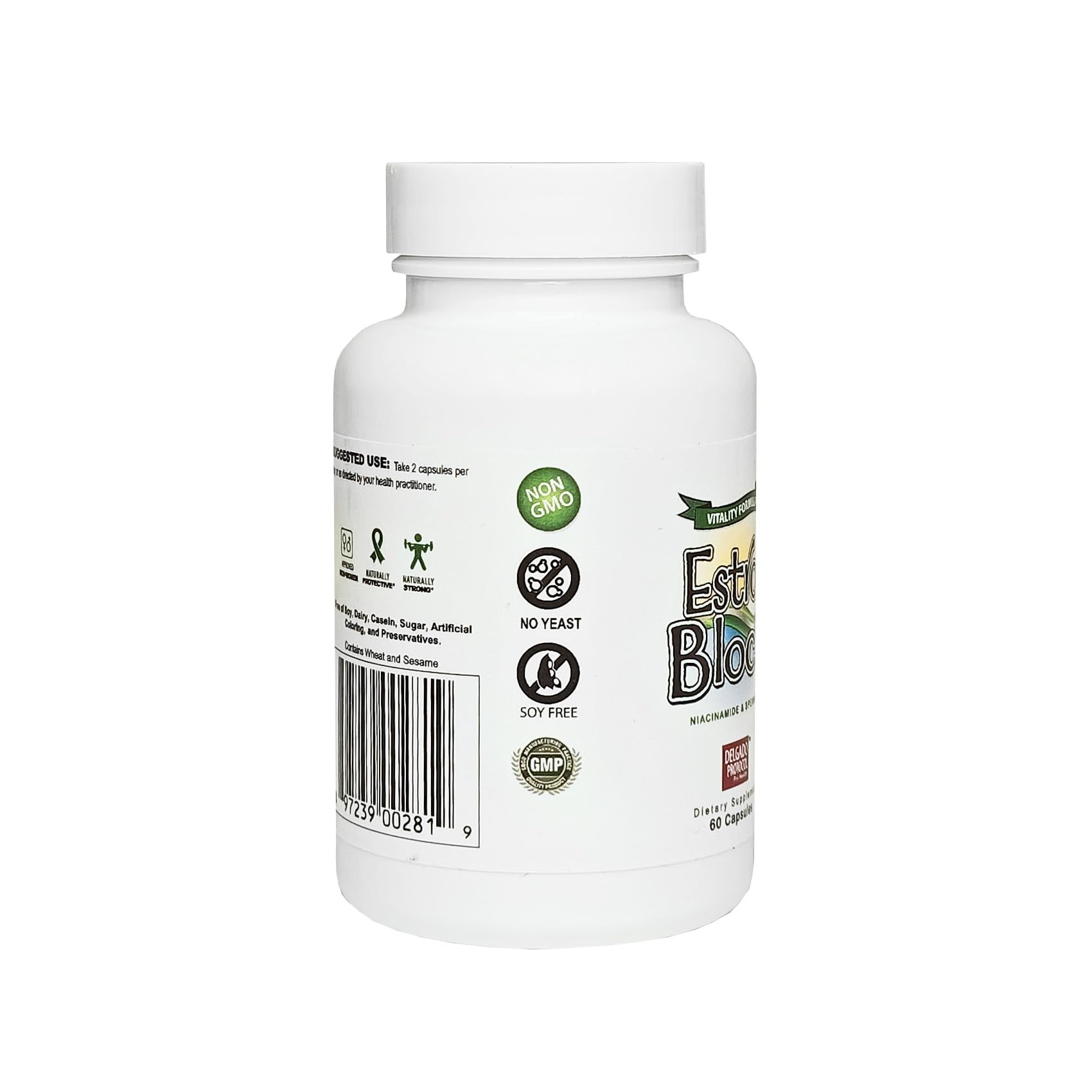 Pouring EstroBlock Vitality capsules to illustrate a daily supplement ritual.