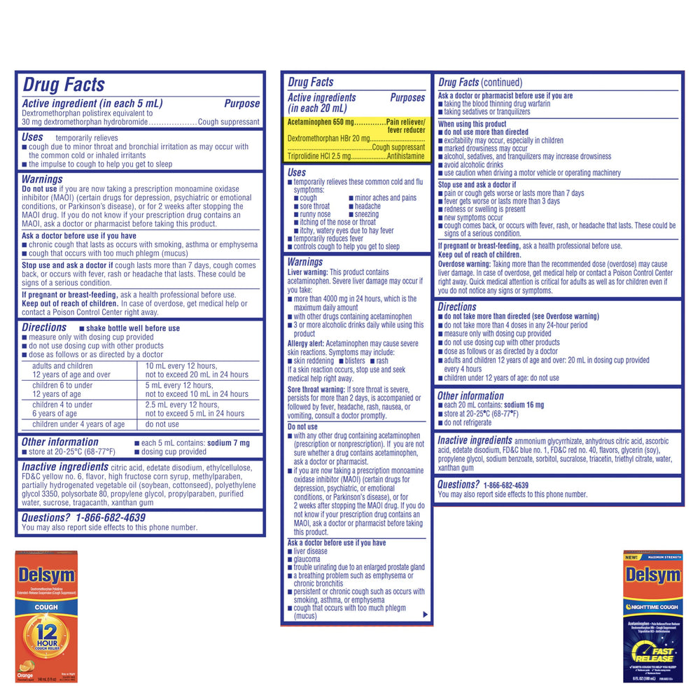 Delsym combo pack front view with both bottles visible