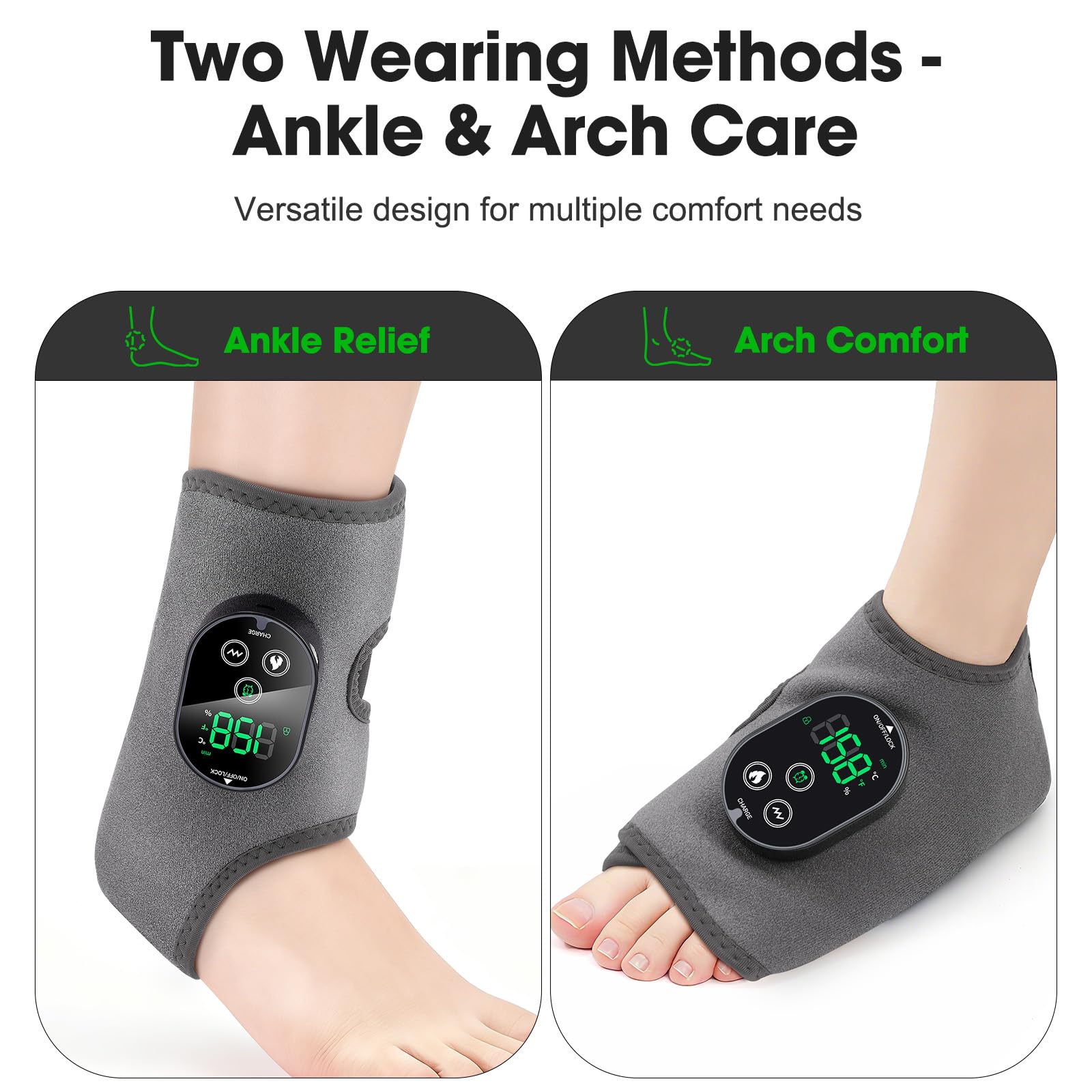 DeMoce massager showing six heat levels control panel