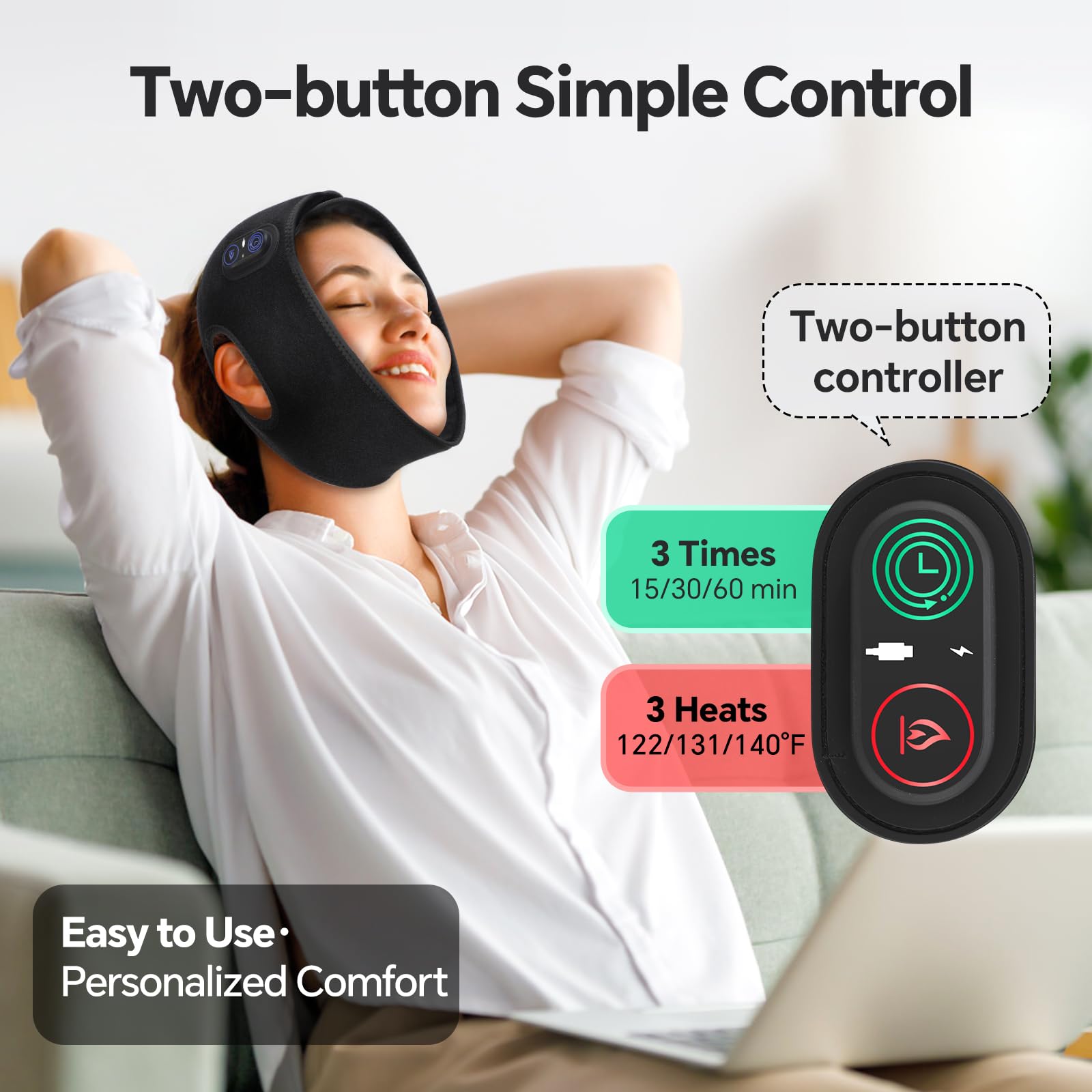 DeMoce cordless TMJ heating pad adjustable strap keeps wrap secure