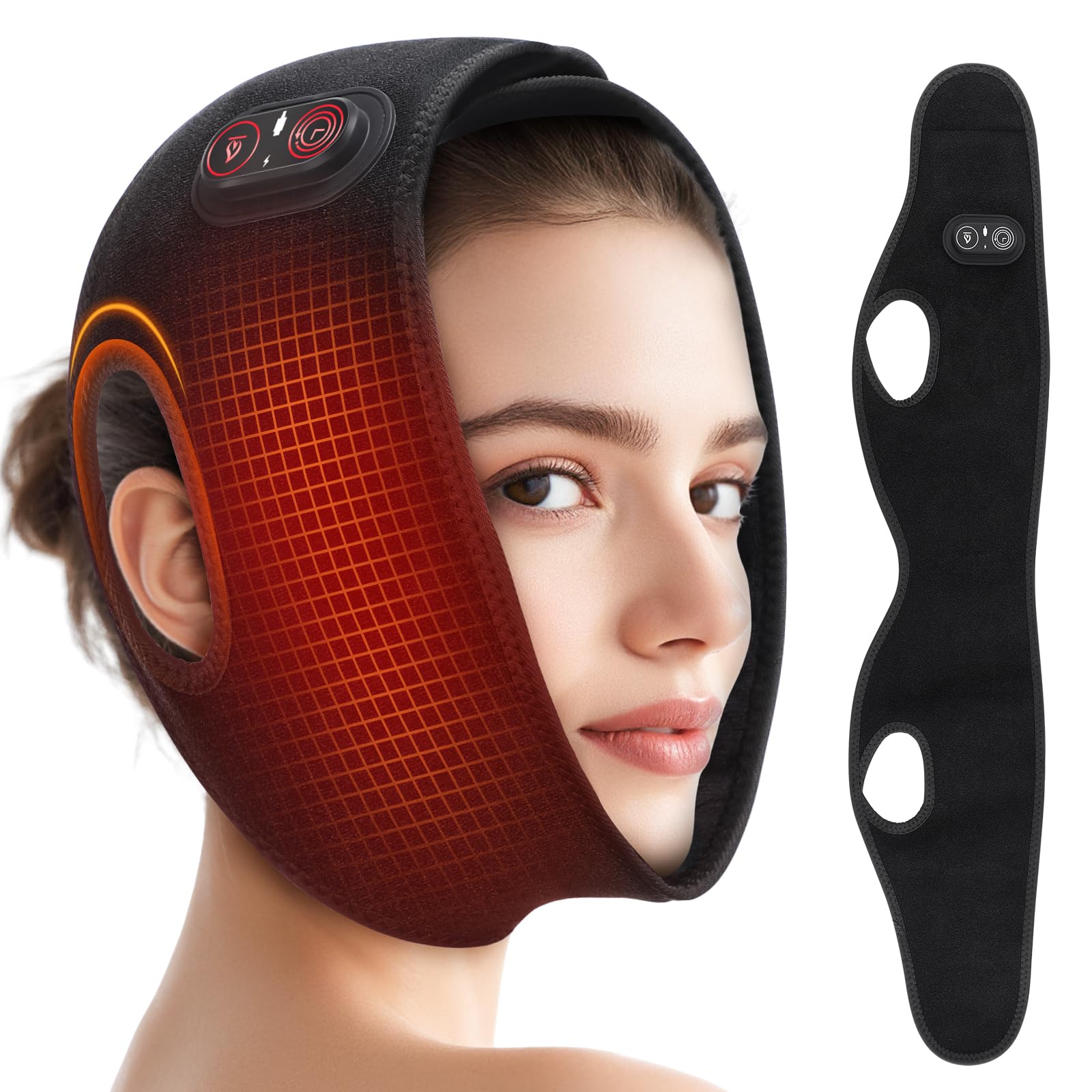 DeMoce cordless TMJ heating pad in use delivering soothing warmth to the jaw area