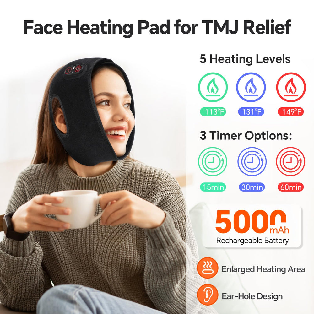 DeMoce cordless TMJ heating pad charging with rechargeable battery for wire-free convenience