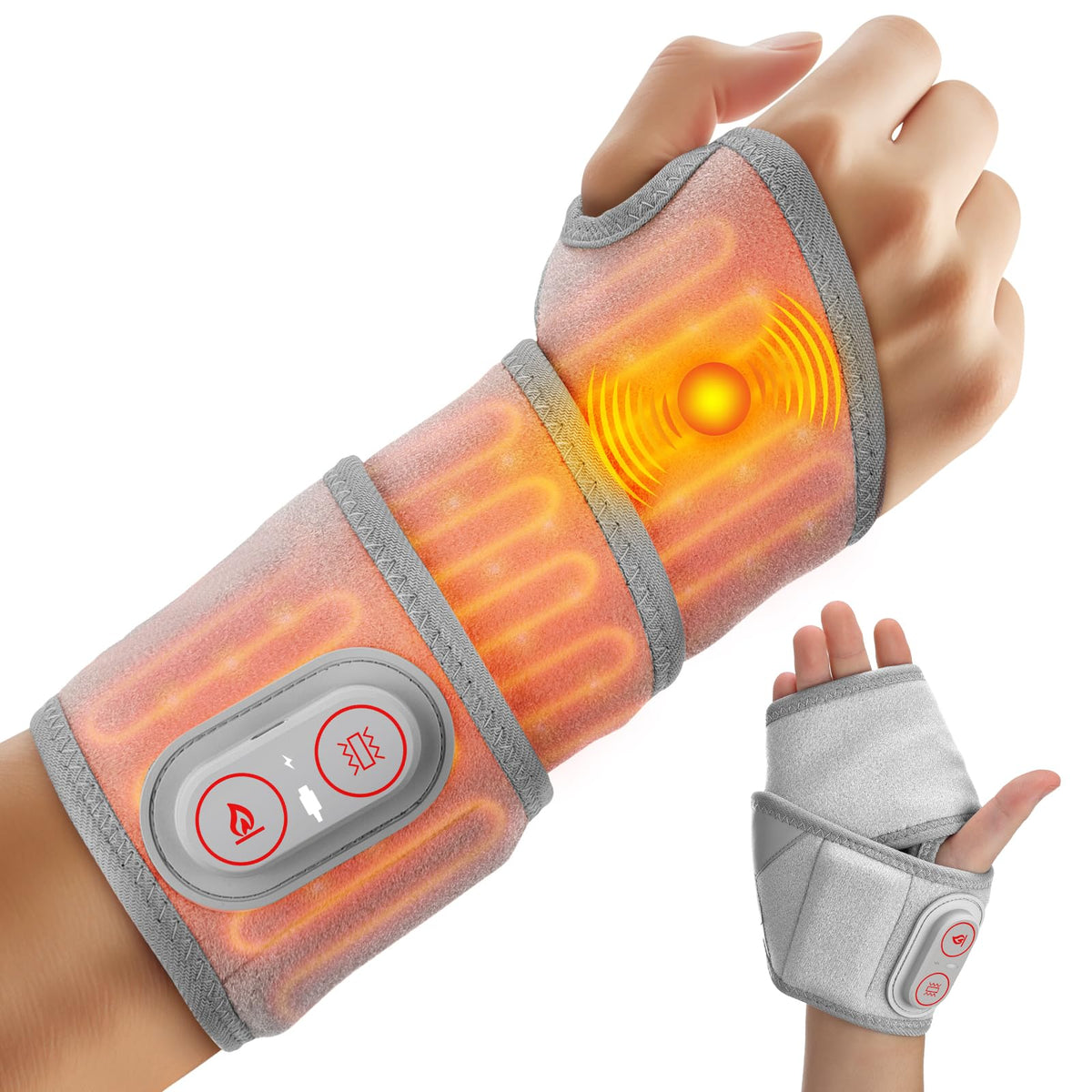 DeMoce cordless wrist heating pad in use delivering desk-ready warmth