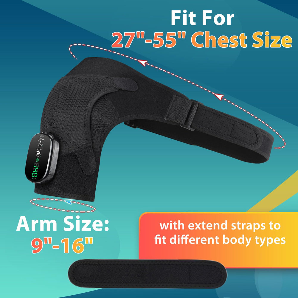 DeMoce portable heat and massage unit fits into a bag for travel.