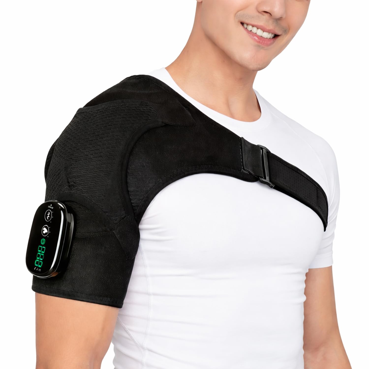 DeMoce wide-coverage design provides consistent heat across shoulder and upper arm.