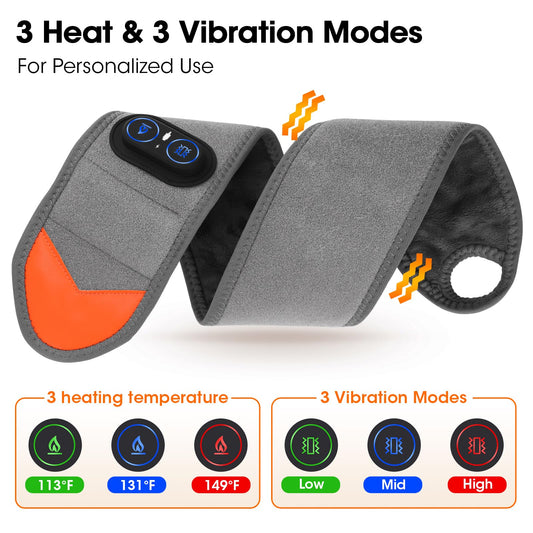 DeMoce wrist wrap heat mode display for customizable relief.