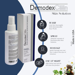 Demodexcillin Skin Solution 4.0 spray cap enables quick even application