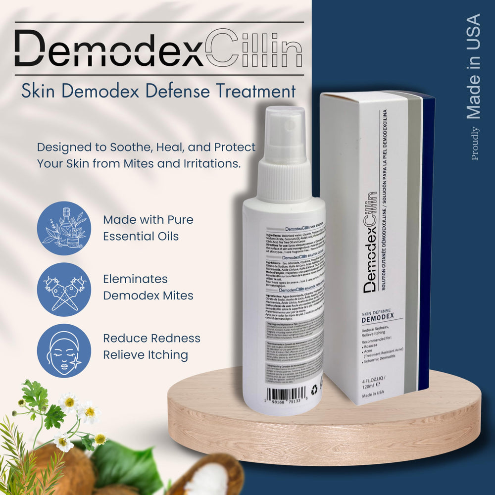 Demodexcillin Skin Solution texture close-up highlights minimal ingredients for sensitive skin